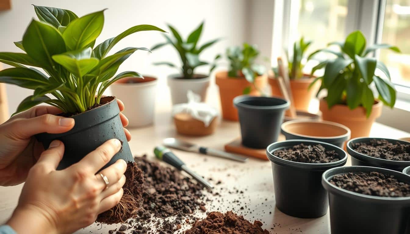 repotting plants