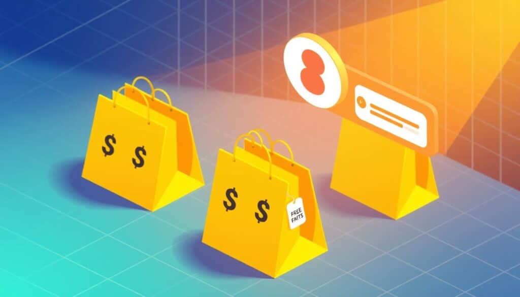 A colorful, isometric illustration of Shein's points system. In the foreground, a stack of Shein's signature yellow shopping bags, each adorned with a number representing points earned. In the middle ground, a stylized currency icon and a product label, symbolizing the ability to redeem points for free items. The background features a geometric grid pattern in shades of blue and green, conveying a modern, tech-savvy aesthetic. The scene is illuminated by warm, directional lighting, creating depth and highlighting the key elements. The overall composition is clean, visually engaging, and tailored to effectively communicate the concept of Shein's points-based reward system. A colorful, isometric illustration of Shein's points system. In the foreground, a stack of Shein's signature yellow shopping bags, each adorned with a number representing points earned. In the middle ground, a stylized currency icon and a product label, symbolizing the ability to redeem points for free items. The background features a geometric grid pattern in shades of blue and green, conveying a modern, tech-savvy aesthetic. The scene is illuminated by warm, directional lighting, creating depth and highlighting the key elements. The overall composition is clean, visually engaging, and tailored to effectively communicate the concept of Shein's points-based reward system.